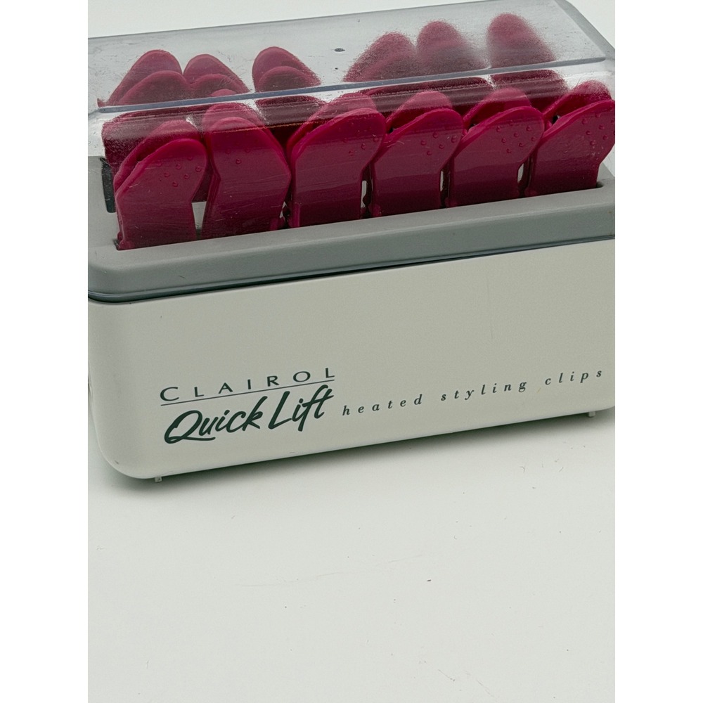 Clairol Quick Lift Heated Styling‎ Clips Model L-12 White Pink Hair Volume Tool